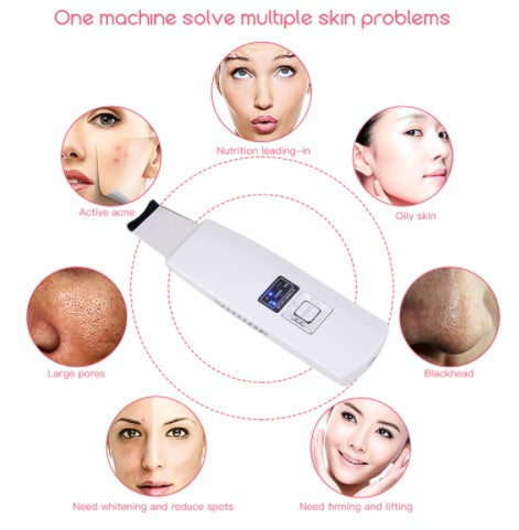 Ultrasonic Skin Scrubber & Face Cleanser | Blackhead Acne Removal Facial Spa Tool