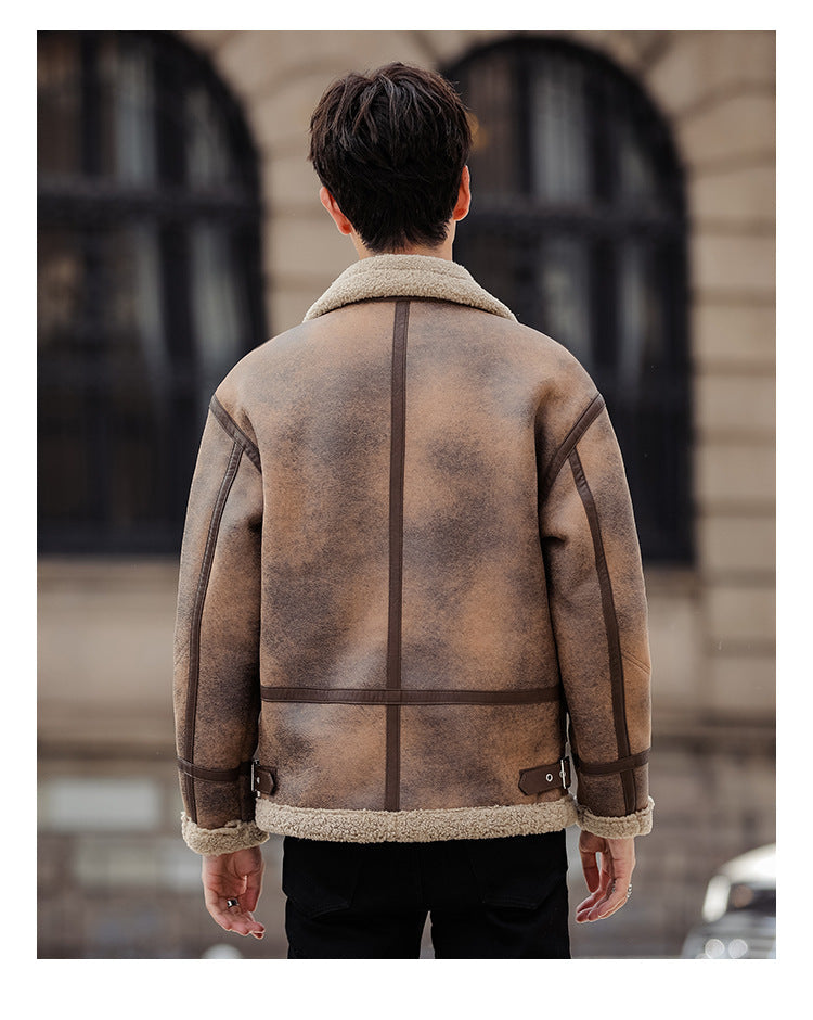 Men's Casual Leather and Fur Coat | Warm Winter Outerwear Jacket