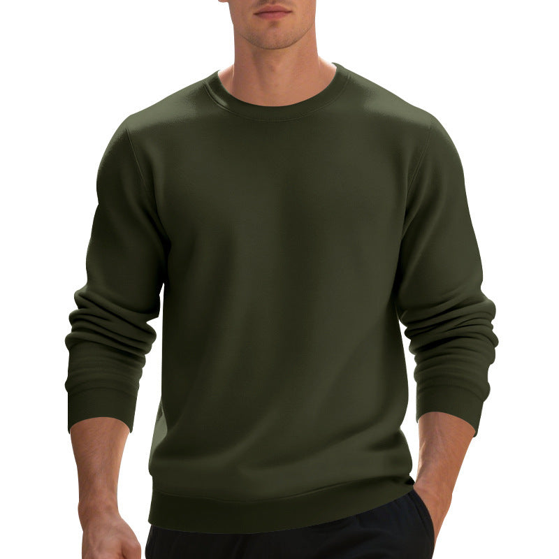 Men's Fleece-Lined Crew Neck Sweater | Loose Fit Casual Warm Top