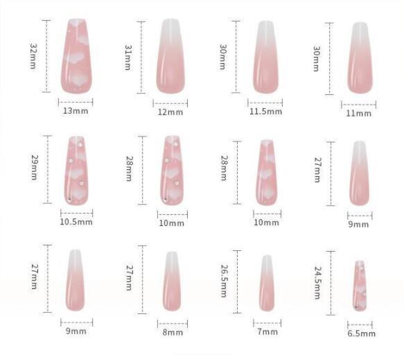 Elegant Long Ballerina Press-On Nail Patches | Detachable Full Cover Tips