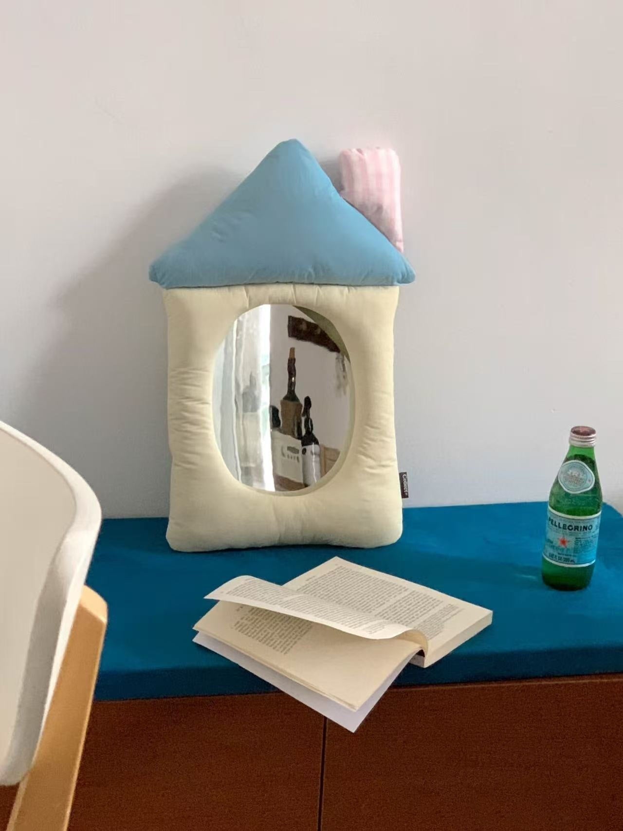 Aesthetic Cotton-Filled Fabric Vanity Mirror | INS Korean Style Wall Decoration