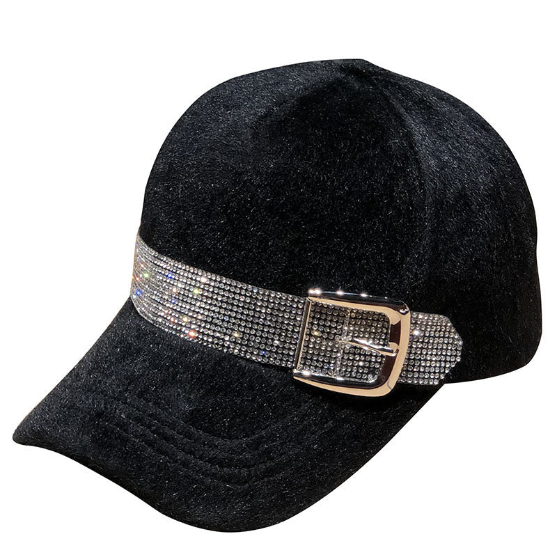 Korean Fashion Winter Warm All-Matching Diamond Baseball Cap