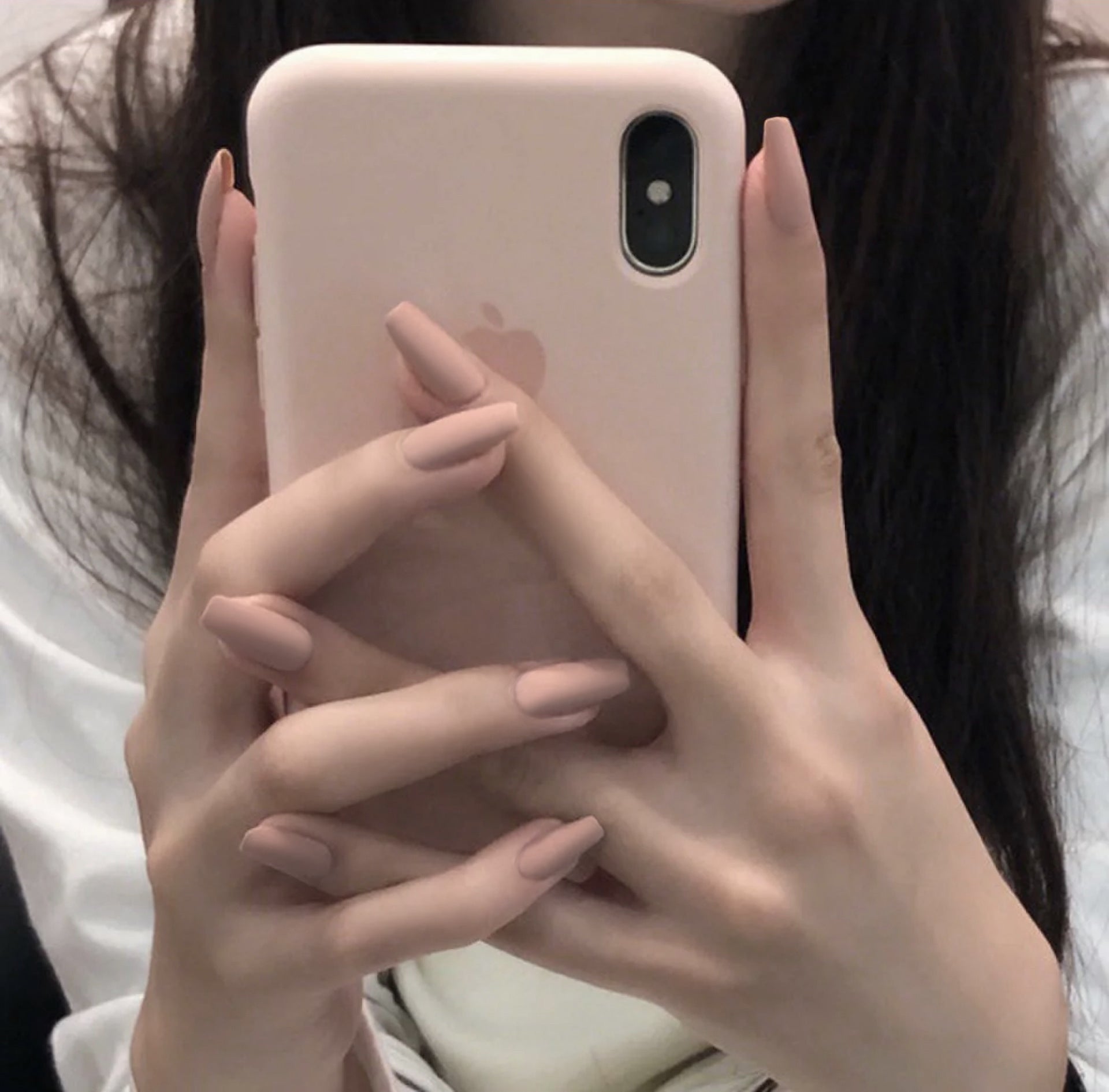 Velvet Scrub Texture Ballet Coffin False Nails | Full Cover Matte Manicure