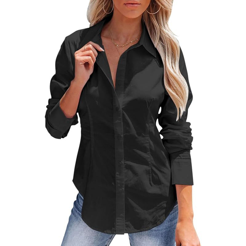 Pure Color Office Temperament Shirt Top