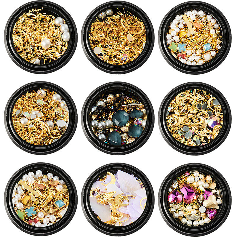 Trendy Copper Round Rivets & Sequins | Xingyue Star Moon Nail Drill Ornaments Set