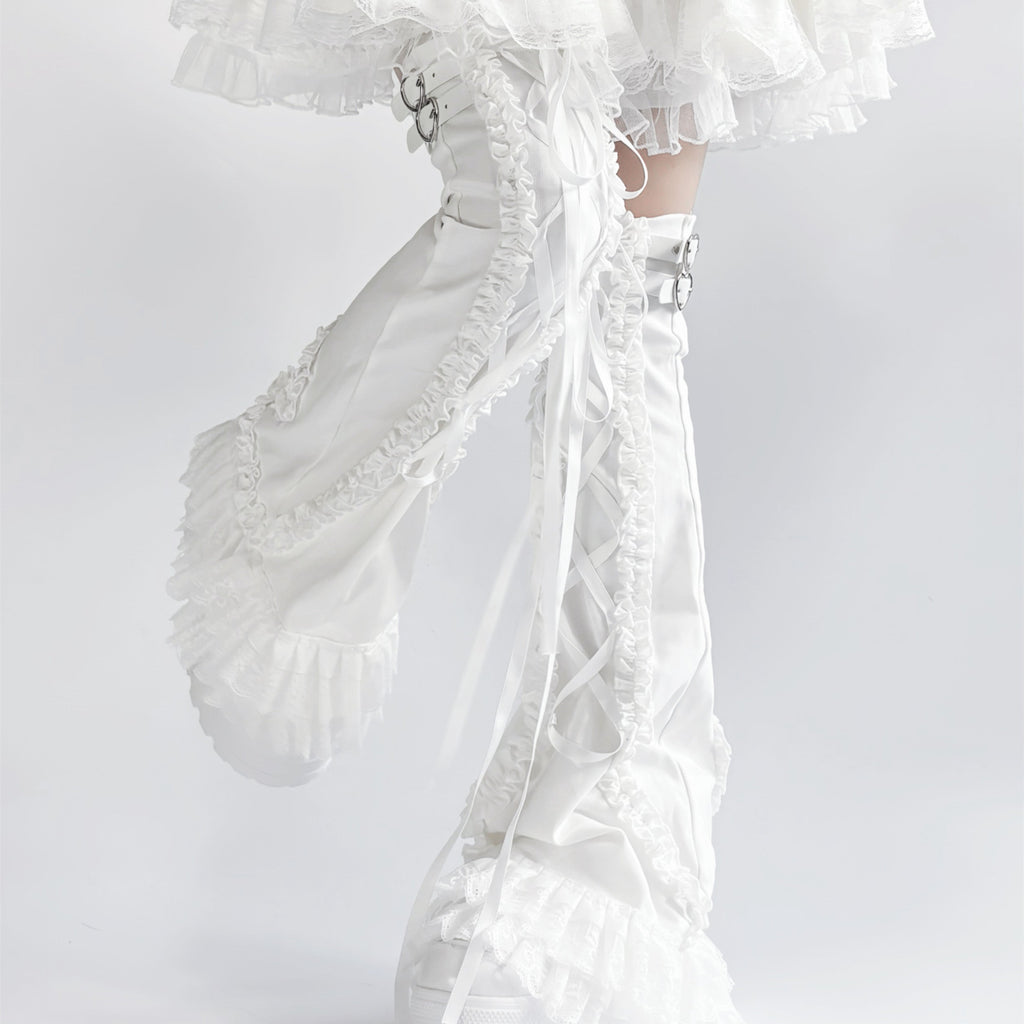 Versatile Lace Trim Over-the-Calf Slimming Socks