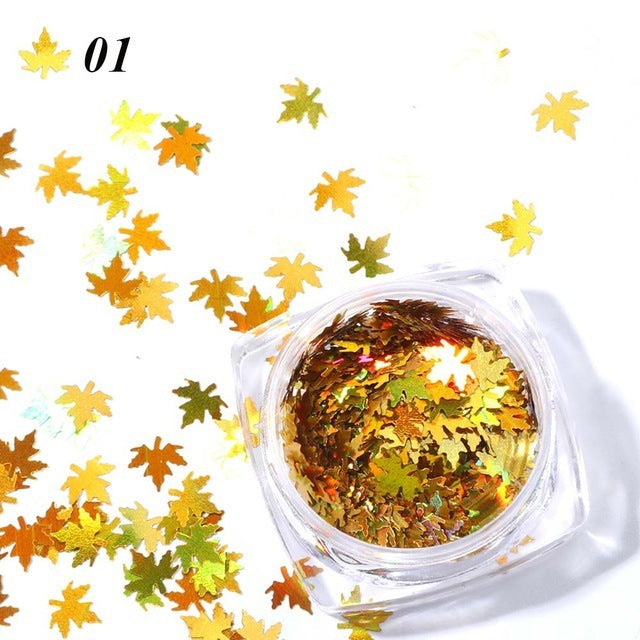 Gradient Maple Leaf Nail Sequins | Autumn/Fall Nail Art Flakes Decoration