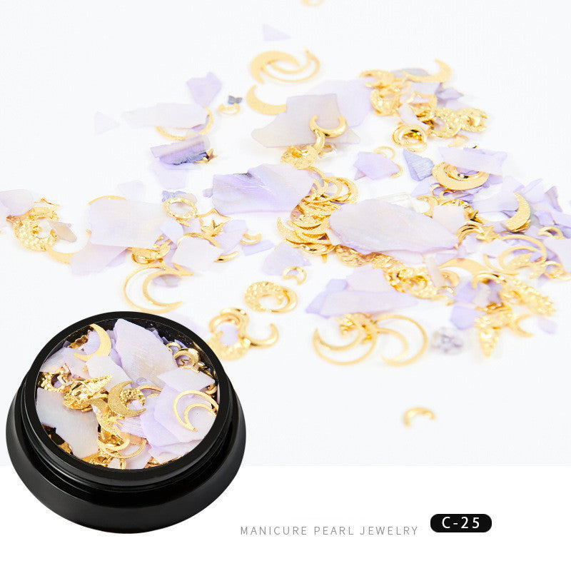 Trendy Copper Round Rivets & Sequins | Xingyue Star Moon Nail Drill Ornaments Set