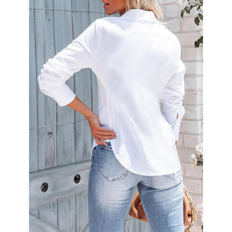 Pure Color Office Temperament Shirt Top