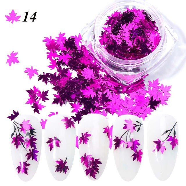 Gradient Maple Leaf Nail Sequins | Autumn/Fall Nail Art Flakes Decoration