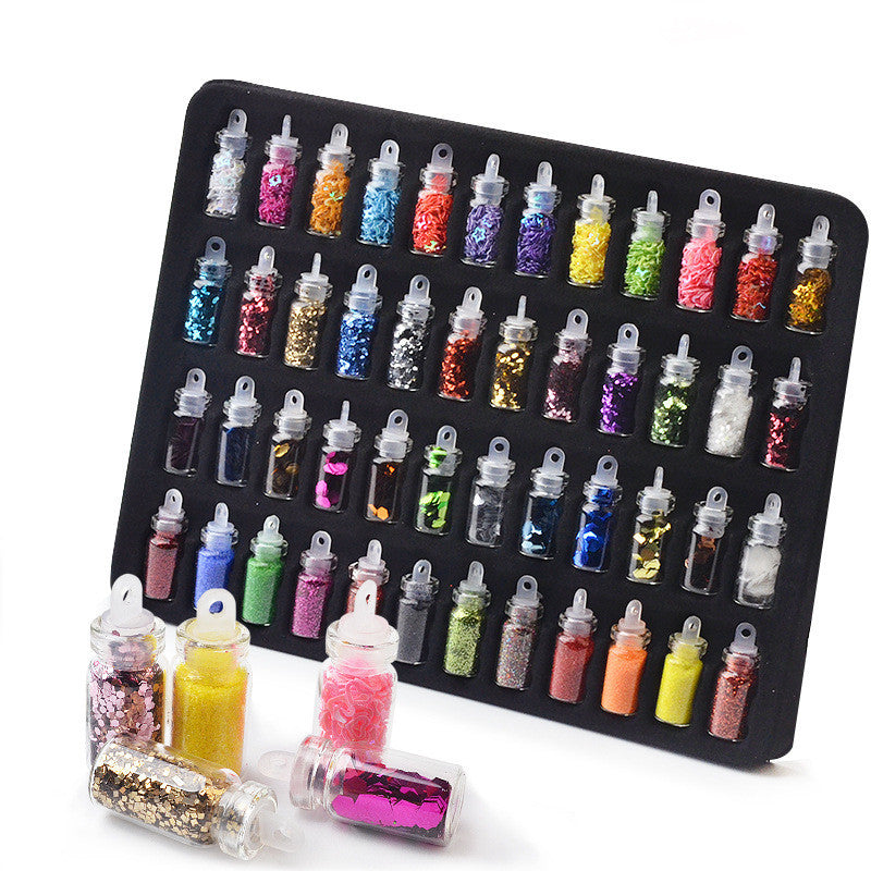 Mini Glass Bottle Nail Jewelry Glitter | Mixed Sparkle Flakes & Sequins