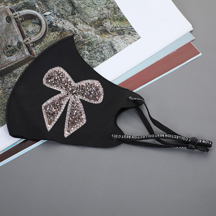 Rhinestone Smiley Butterfly Pattern Sun Block Face Mask