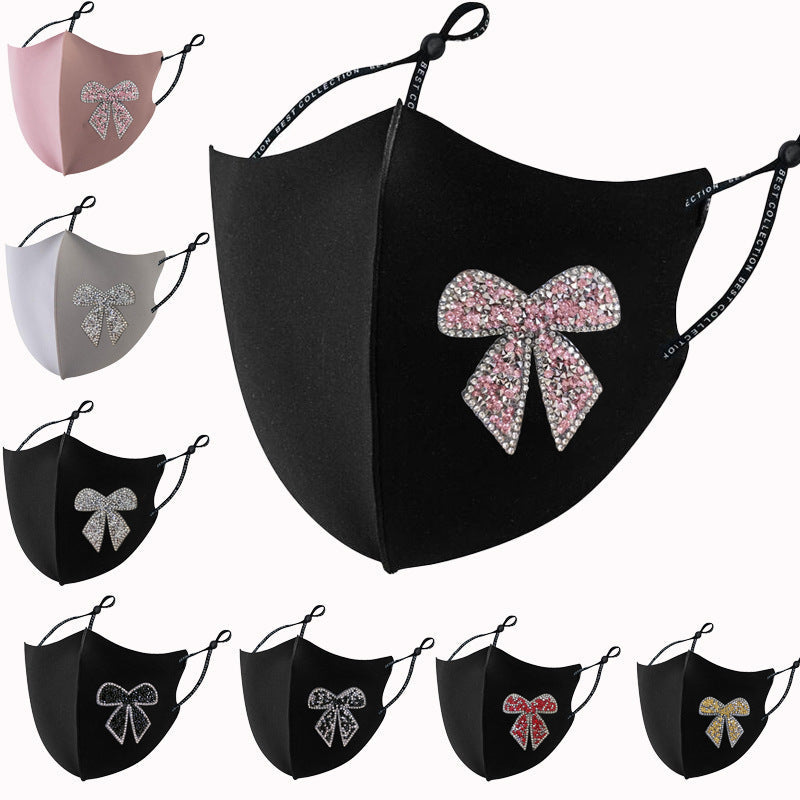 Shiny Diamond Bow Creative Cloth Face Mask