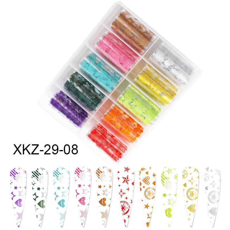 European & American Style Nail Transfer Paper | Laser Star & Butterfly Foil Decals