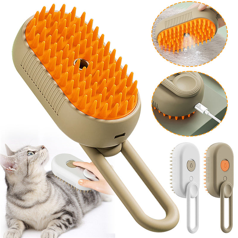 Steamy Dog & Cat Brush | Electric Spray Grooming Comb for Massage & Hair Removal