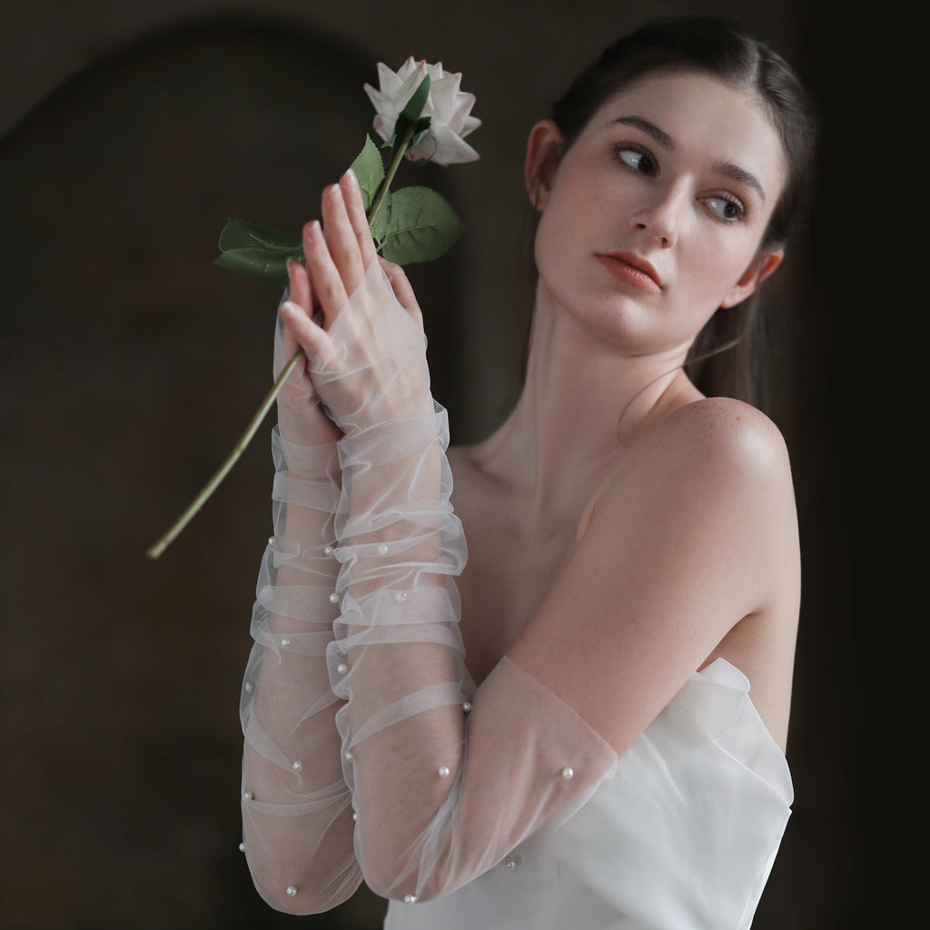 Elegant Long White Wedding Gloves for Brides