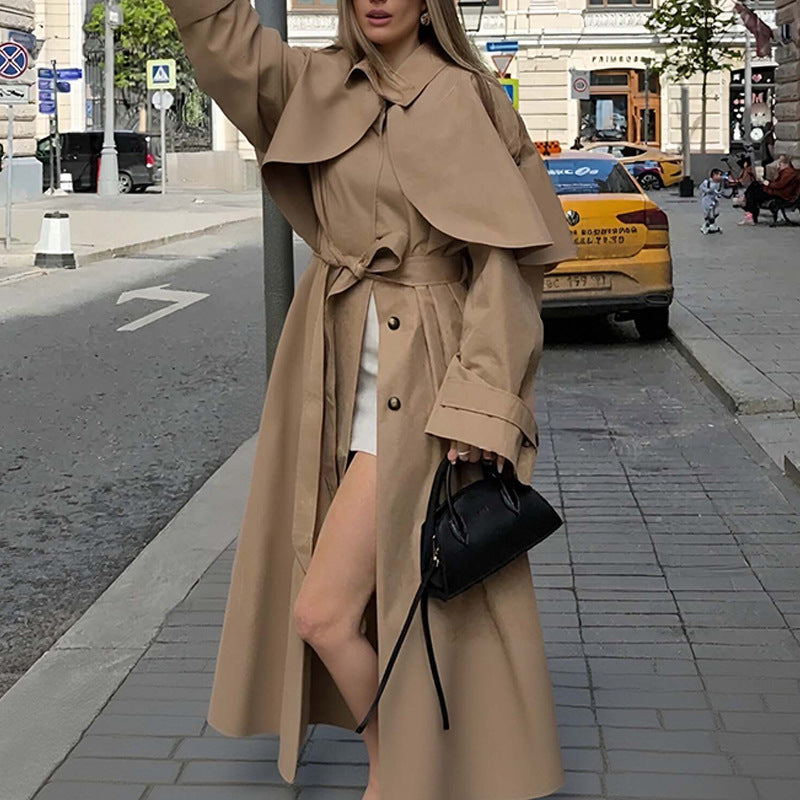 Women's Loose Mid-Length Lapel Trench Coat