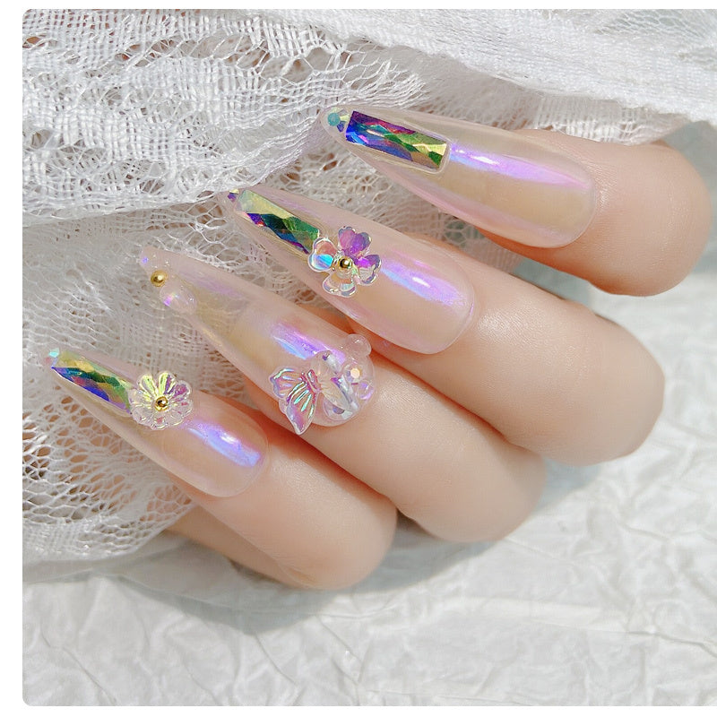 Elegant Flower Butterfly Nail Charms | Rhinestone & Glitter Nail Art Set