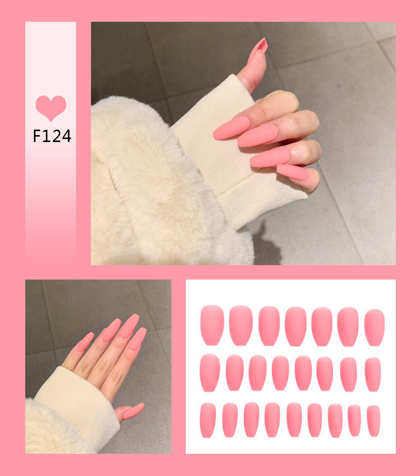 Velvet Scrub Texture Ballet Coffin False Nails | Full Cover Matte Manicure