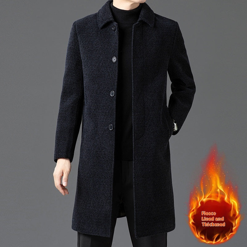 Deluxe Men's Wool Coat | Warm Velvet Lined Lapel Winter Overcoat