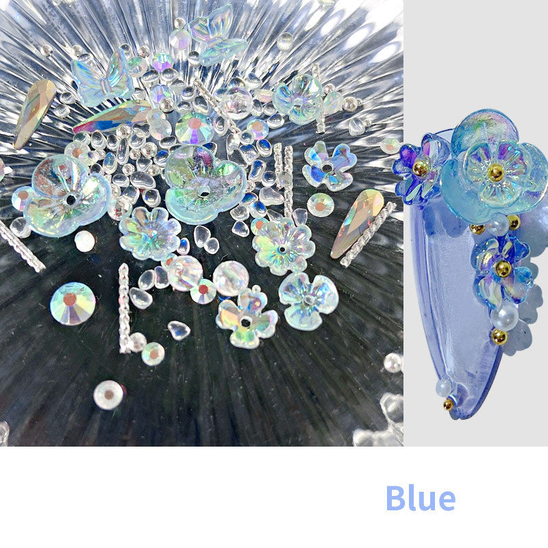 Elegant Flower Butterfly Nail Charms | Rhinestone & Glitter Nail Art Set