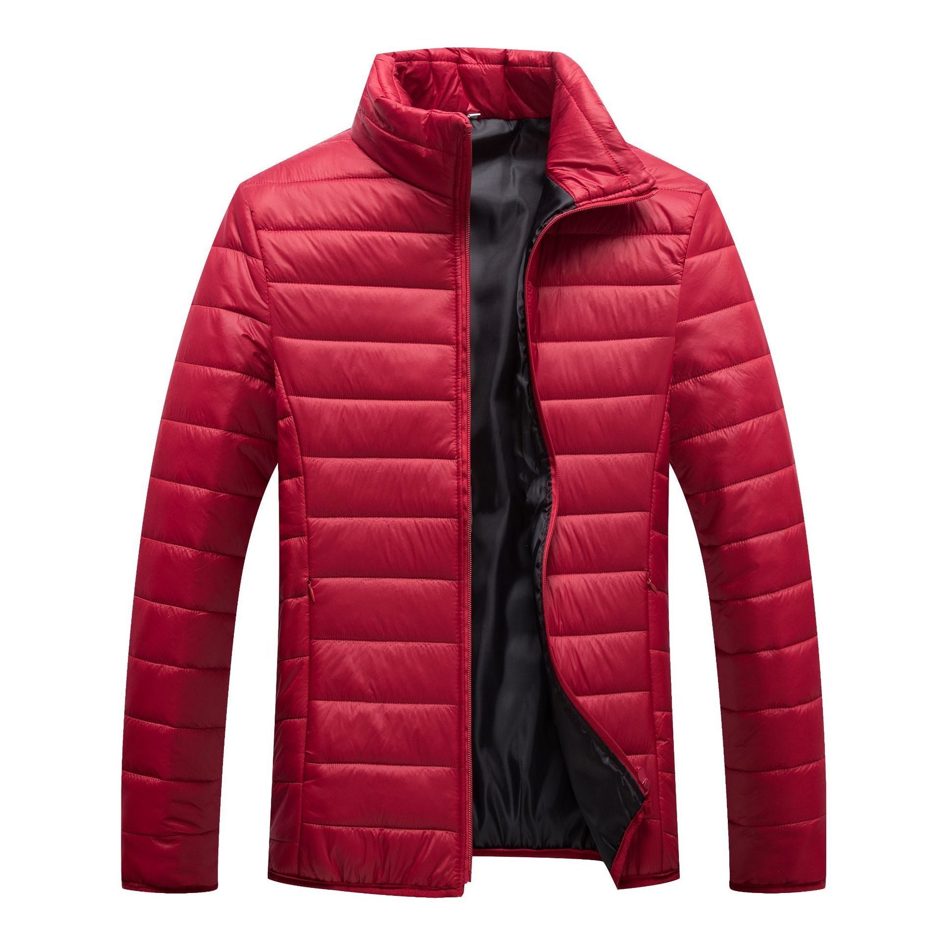Warm Candy Color Cotton Padded Jacket | Men's Casual Zip-Up Hooded Coat