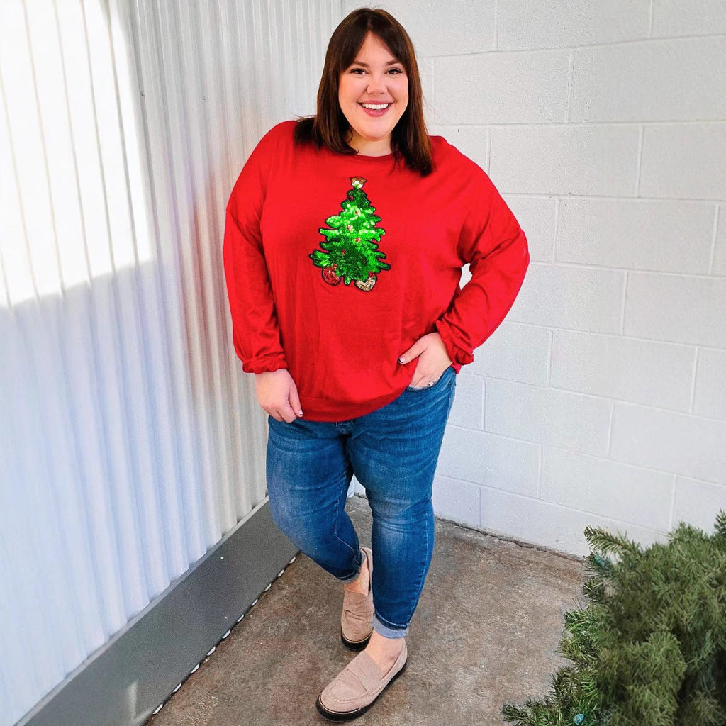 Casual Oversized Christmas Festival Sequin Sweatshirt