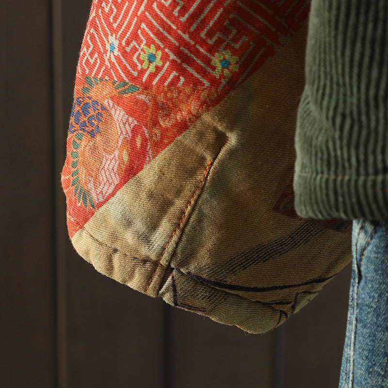 Women's Retro Print Cotton Cardigan Coat