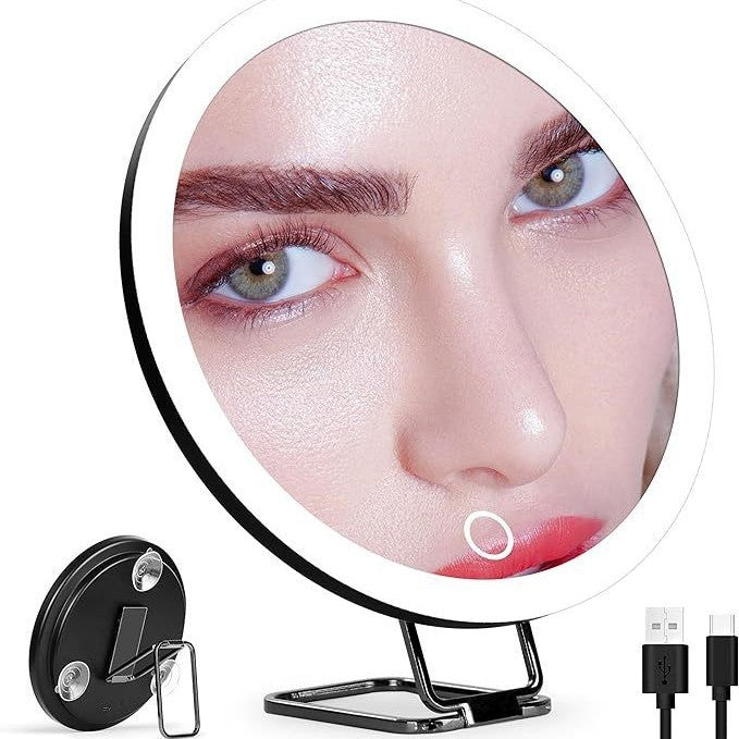 Portable Charging LED Makeup Mirror | Dimmable Fill Light with Rotatable Stand
