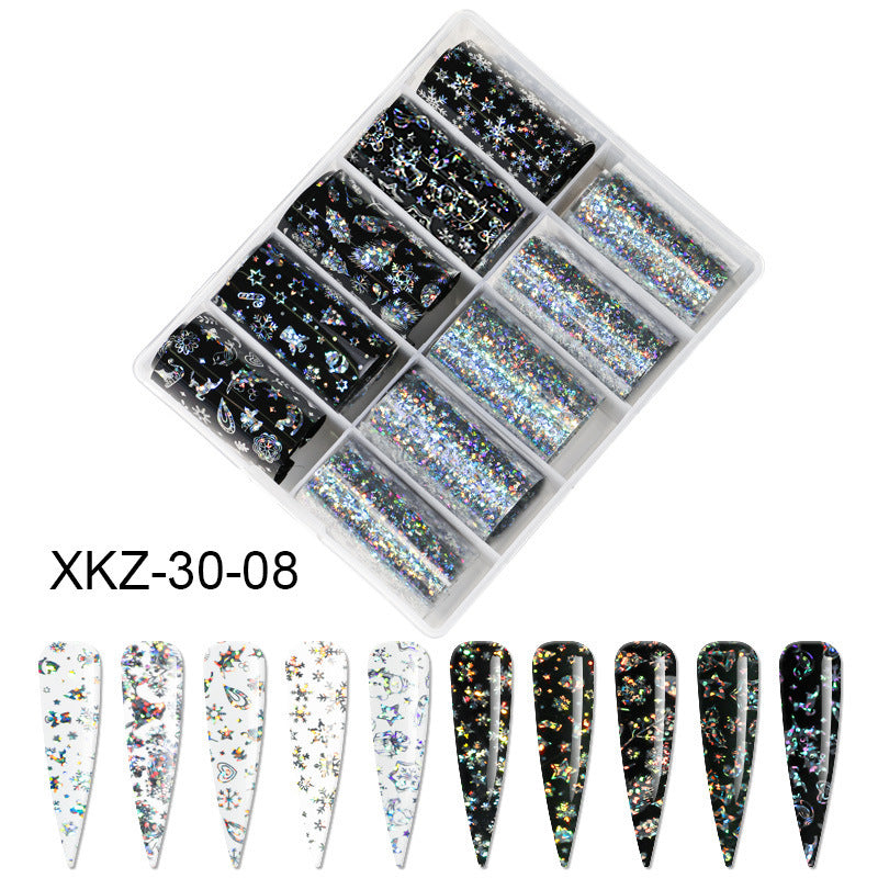 European & American Style Nail Transfer Paper | Laser Star & Butterfly Foil Decals