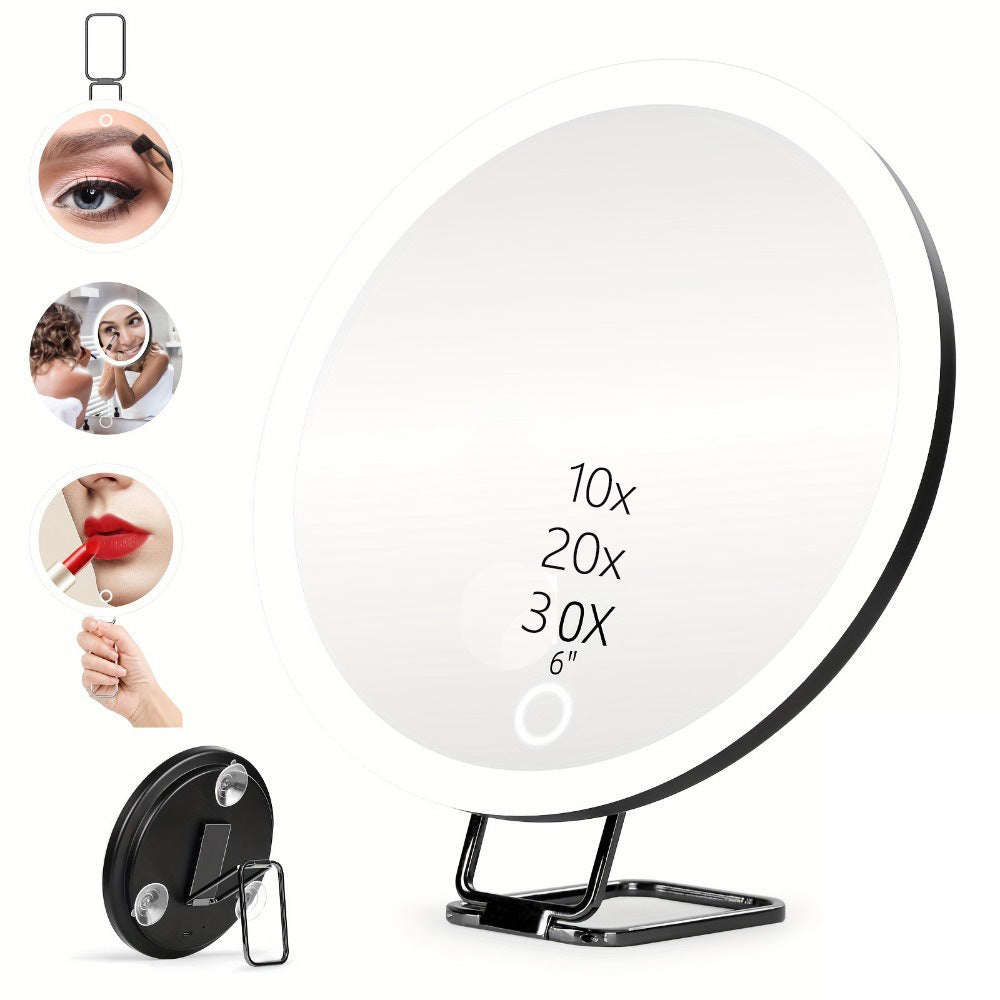 Portable Charging LED Makeup Mirror | Dimmable Fill Light with Rotatable Stand