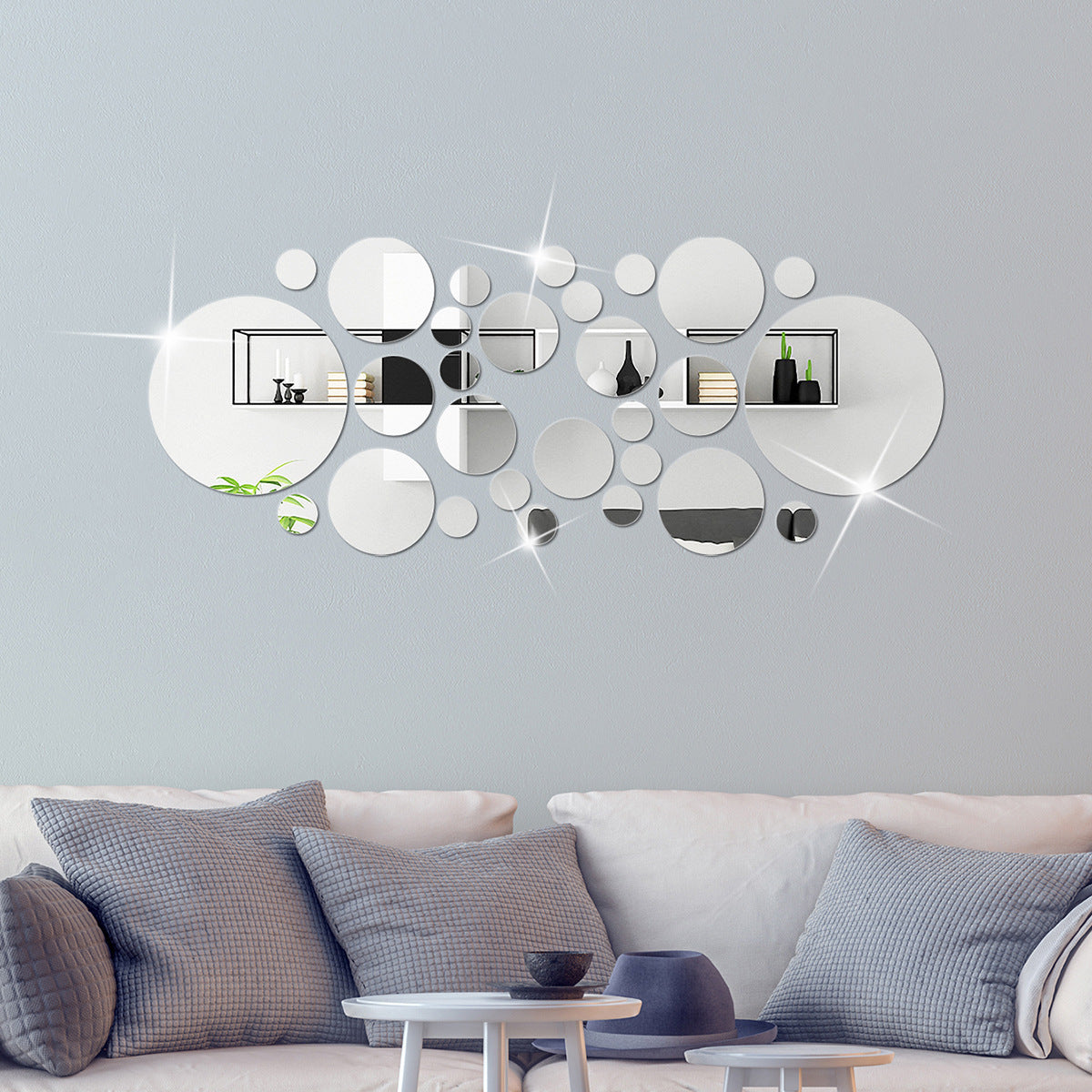 Decorative Big and Small Circle Mirror Decals | 3D Stereo Acrylic Wall Art