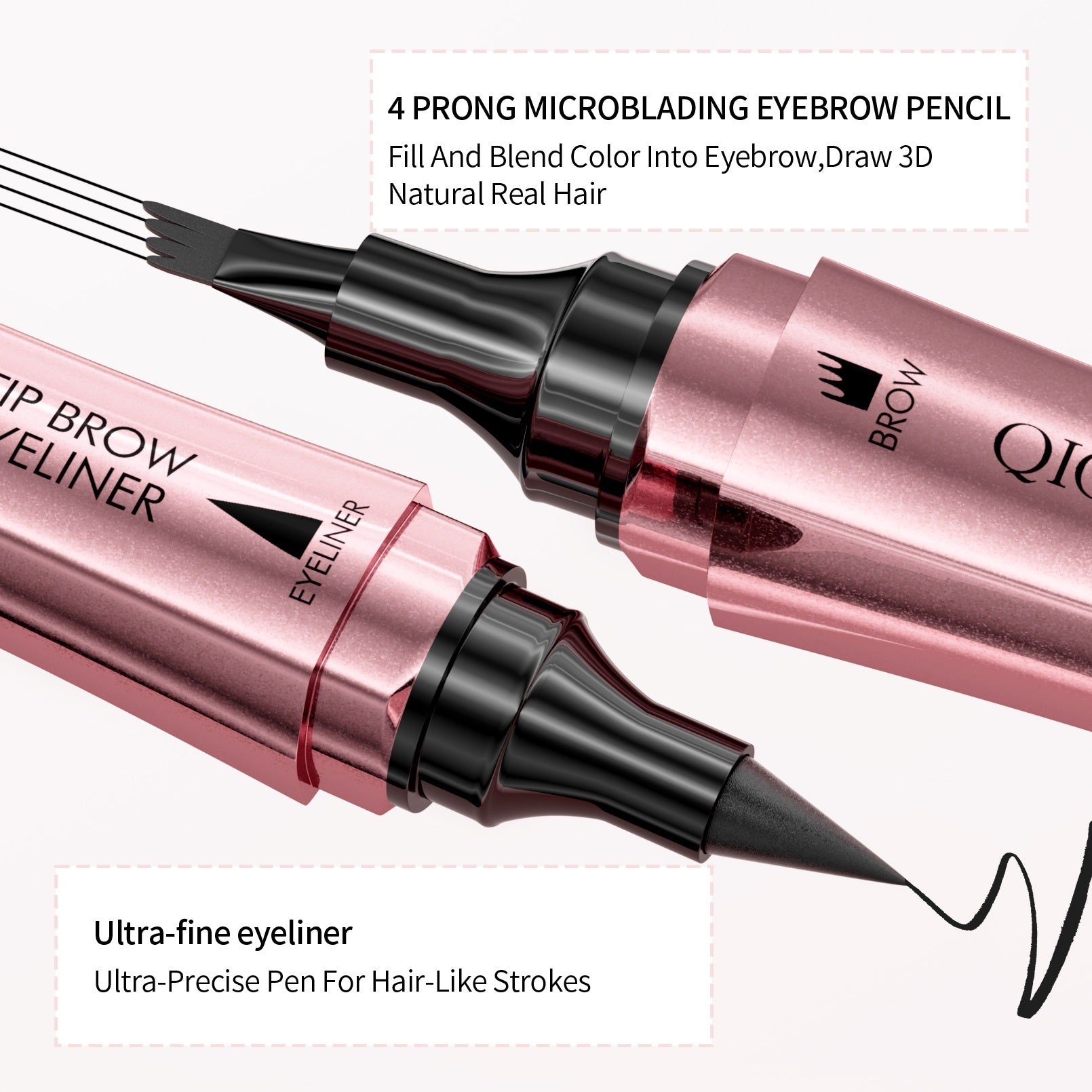 Four-Fork Tip Eyebrow Liner | 2-in-1 Dual-Purpose Liquid Brow and Eyeliner Pen