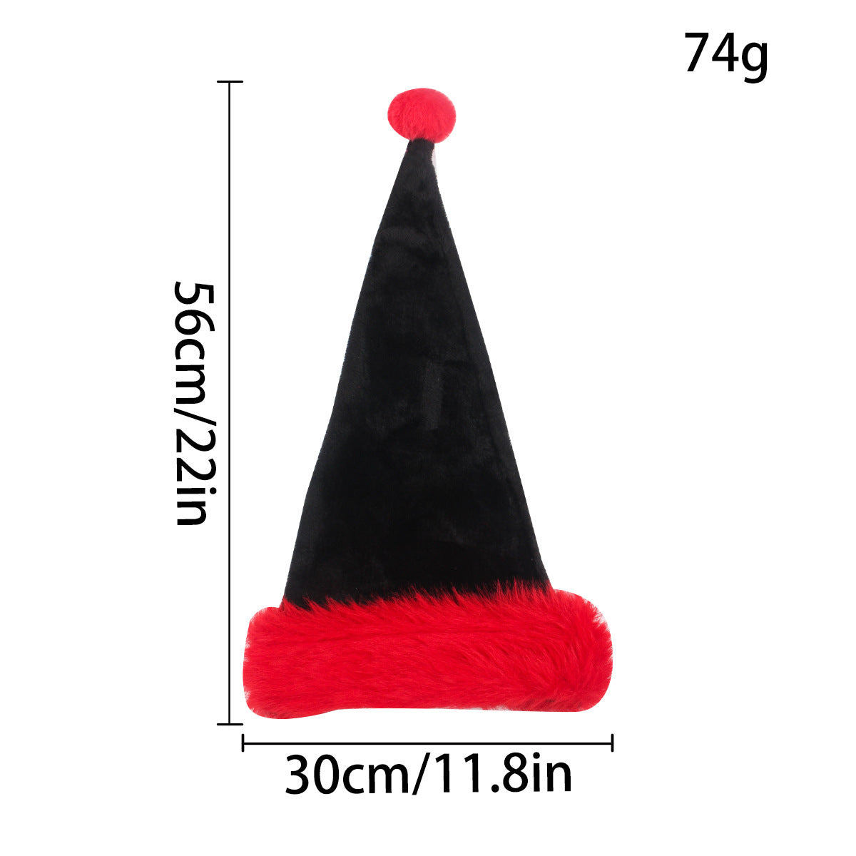 Halloween & Christmas Black Plush Santa Hat