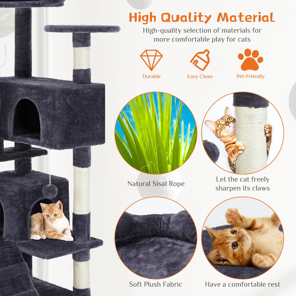 Deluxe Multi-Function Cat Treehouse | Large Indoor Pet Climbing Frame & Condo