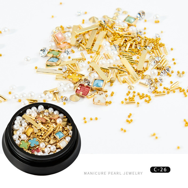 Trendy Copper Round Rivets & Sequins | Xingyue Star Moon Nail Drill Ornaments Set