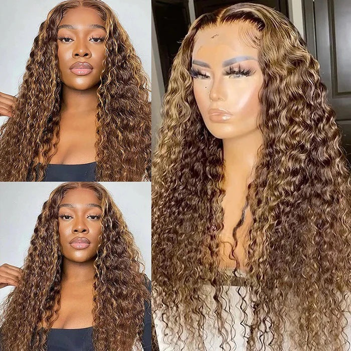 Ombré P427 Water Wave 13x6 Human Hair Wig | Deep Wave Lace Frontal