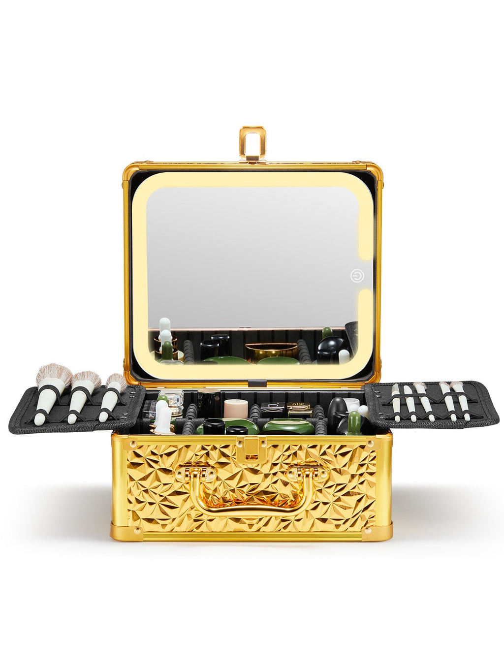 Deluxe Cosmetic Organizer with Removable Illuminated Mirror | Storage Makeup Case