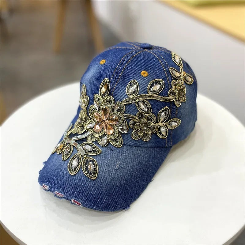 European & American Style Gold Silk Flower Cowboy Hat