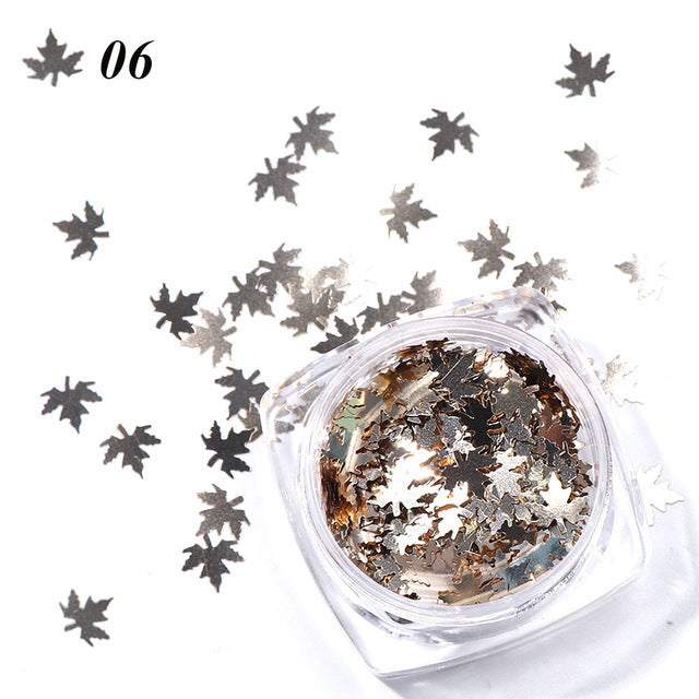 Gradient Maple Leaf Nail Sequins | Autumn/Fall Nail Art Flakes Decoration