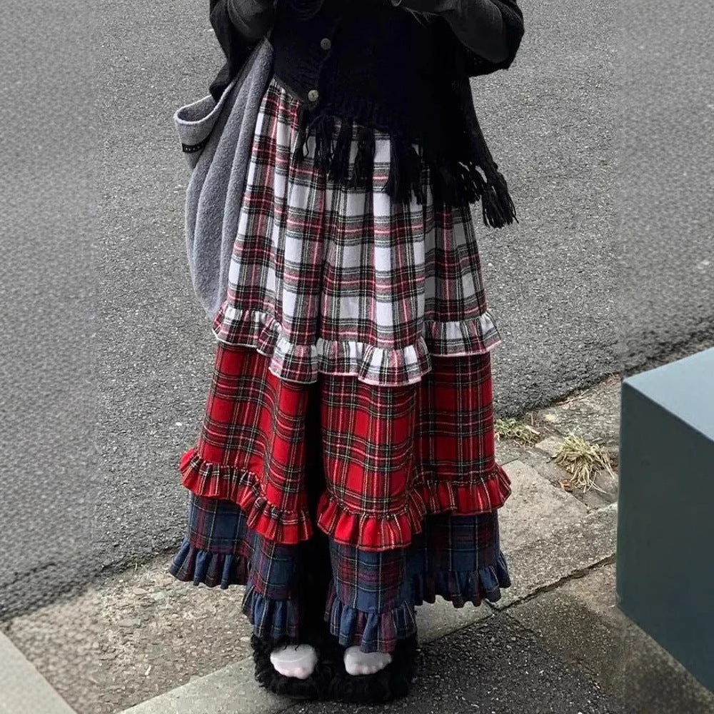 Women's Retro American Style Gradient Lace Skirt