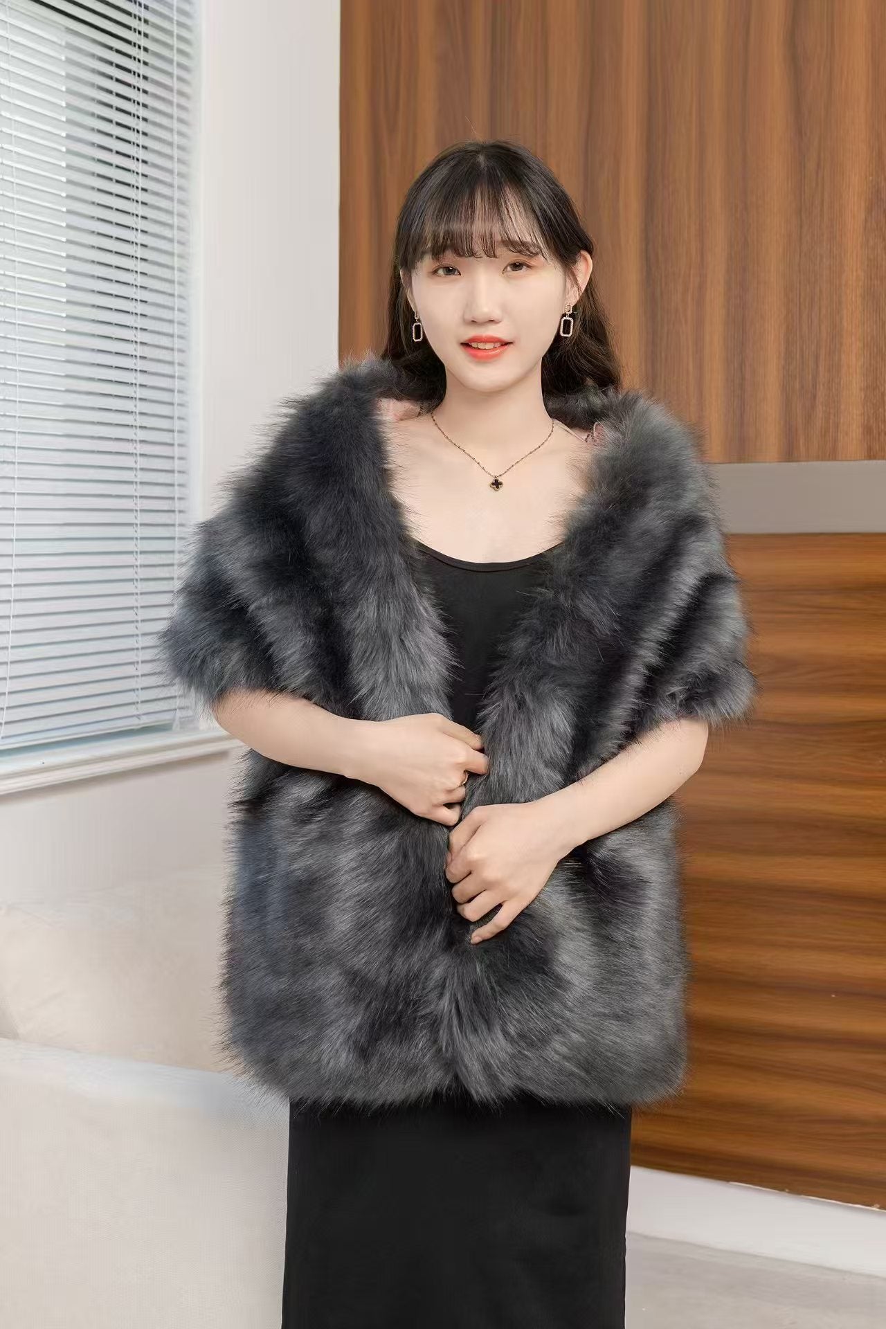 Women's Big Fur Collar Scarf Shawl Wrap