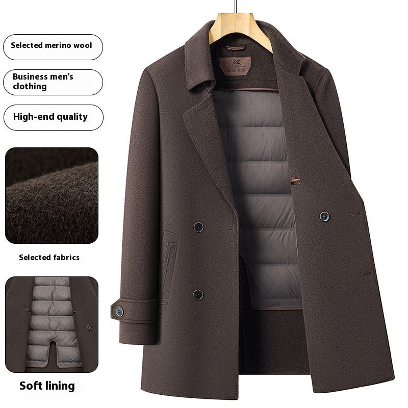 Premium Men's Wool Blend Topcoat | Mid-Length Double-Sided Suit Collar