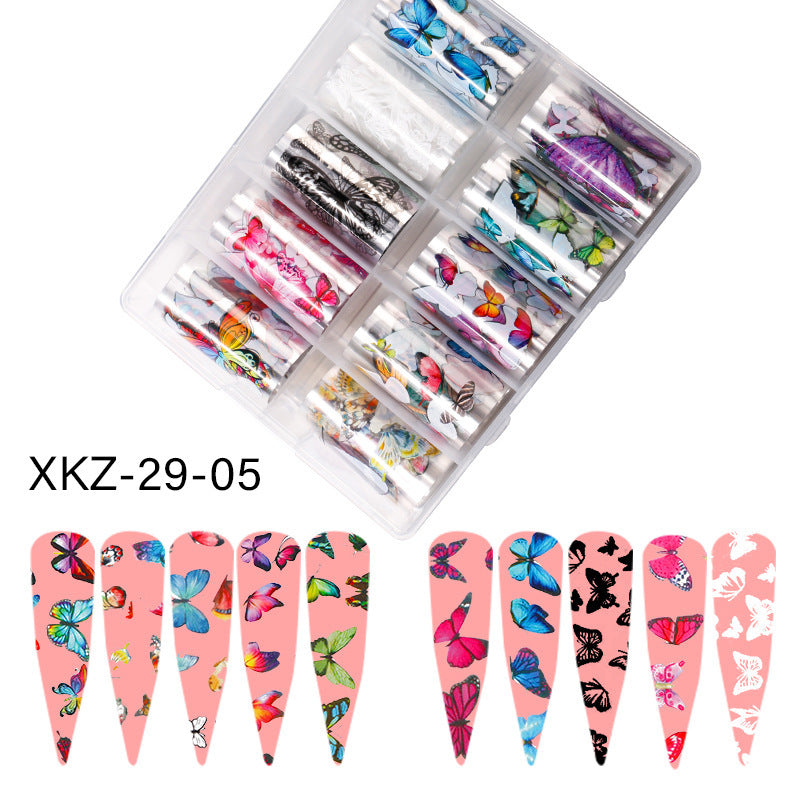 European & American Style Nail Transfer Paper | Laser Star & Butterfly Foil Decals
