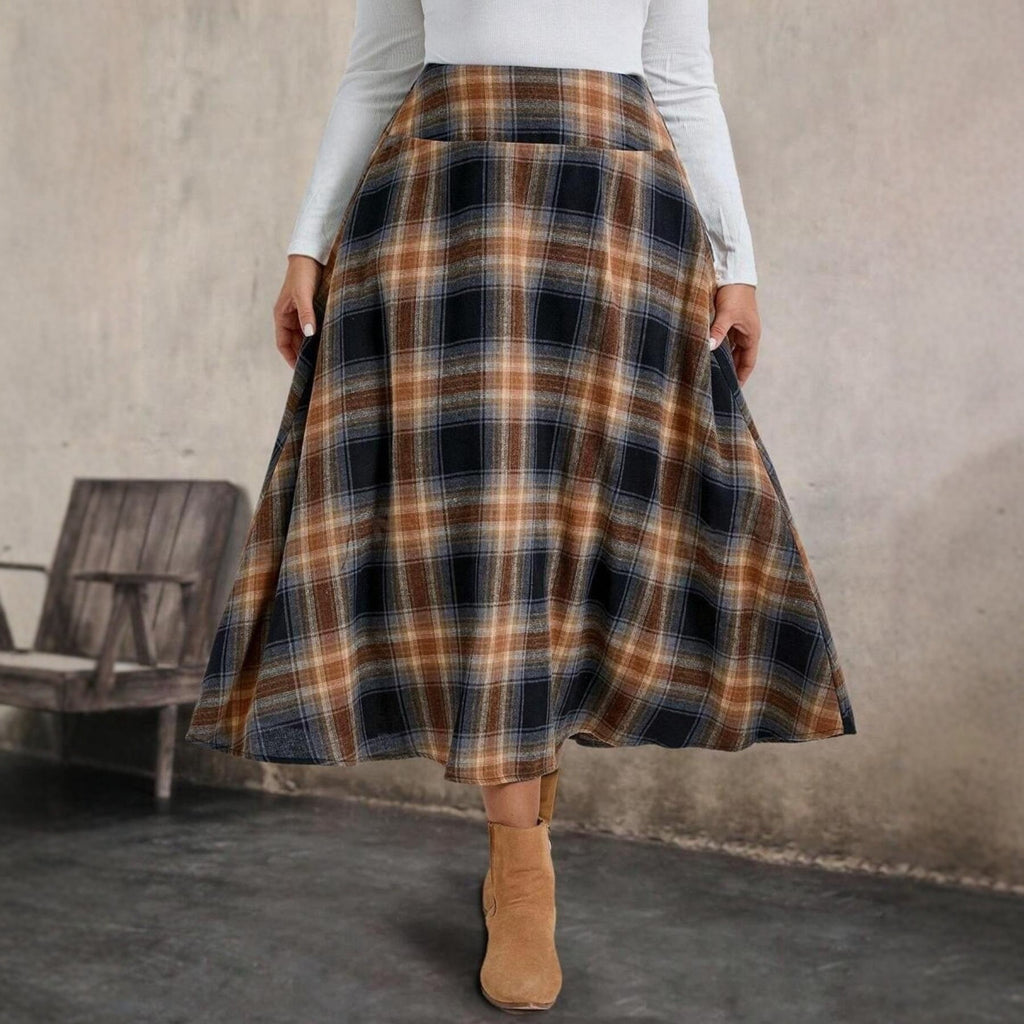 European/American Women's Flannel Plaid Skirt