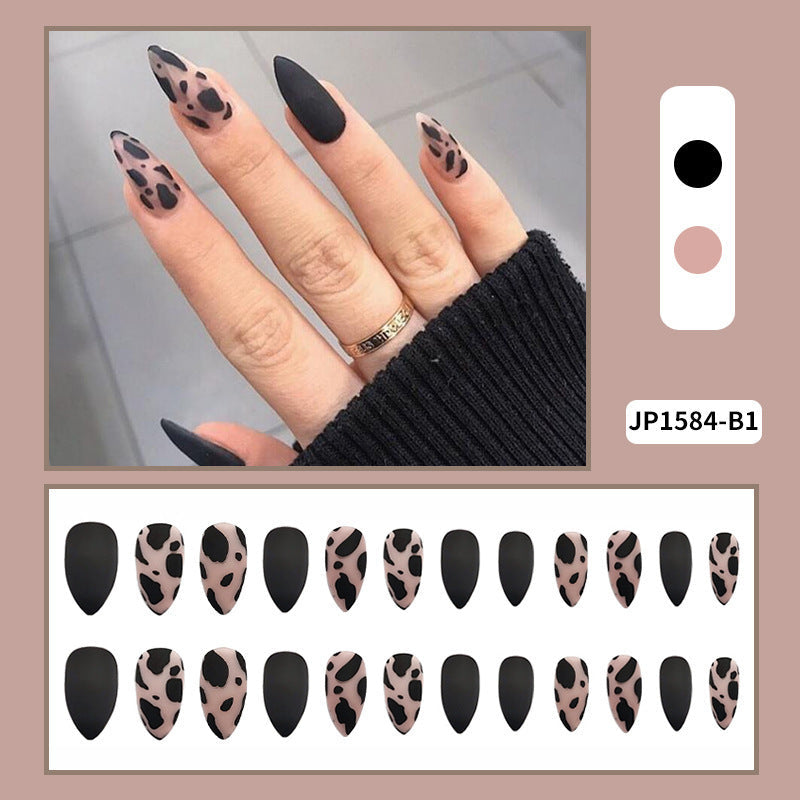 Chic Matte Frosted Almond Fake Nails | Finished Wearable Nail Art Patches