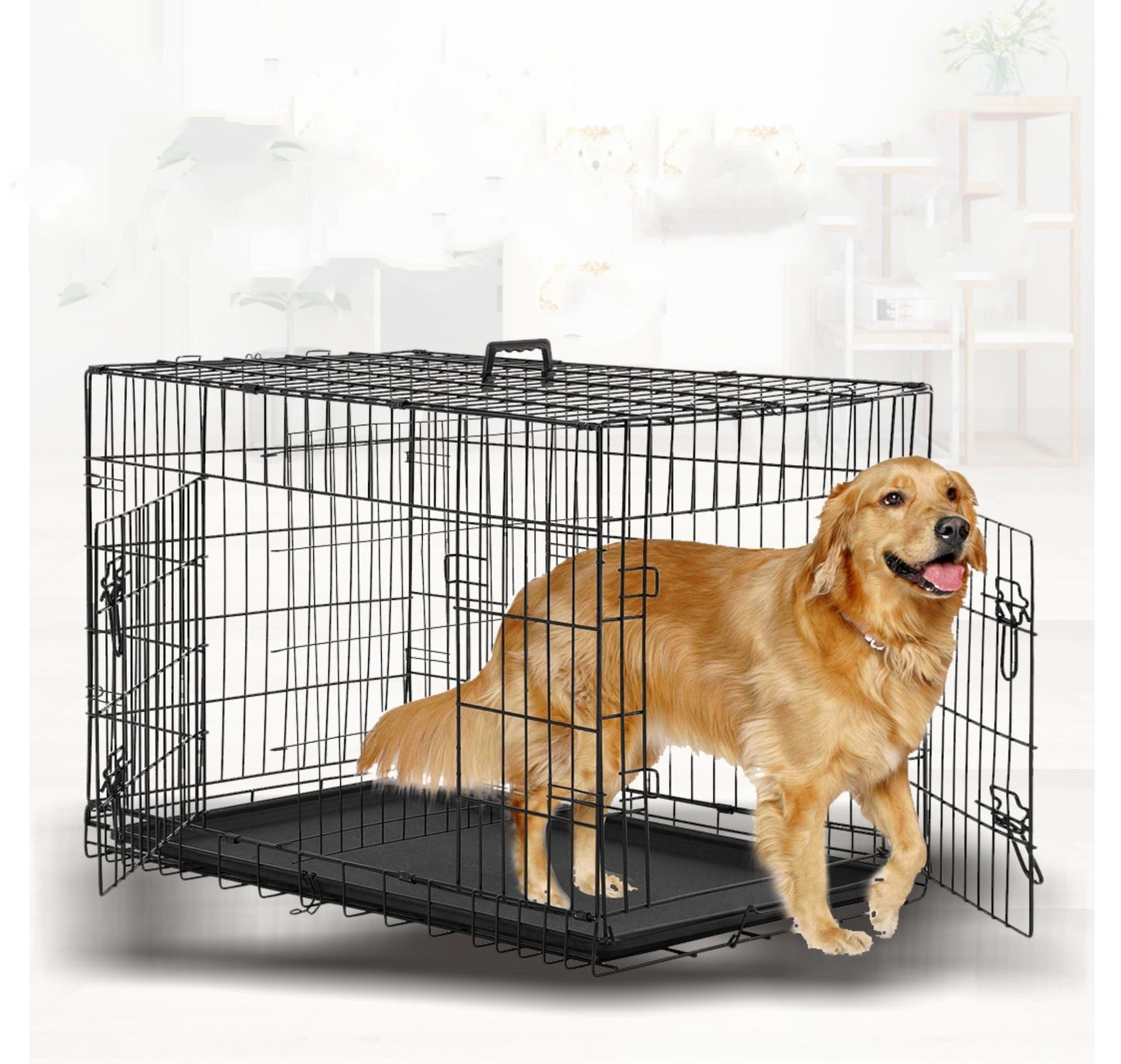 Durable Cat & Labrador Folding Cage | Portable Wire Pet Crate for Large Animals