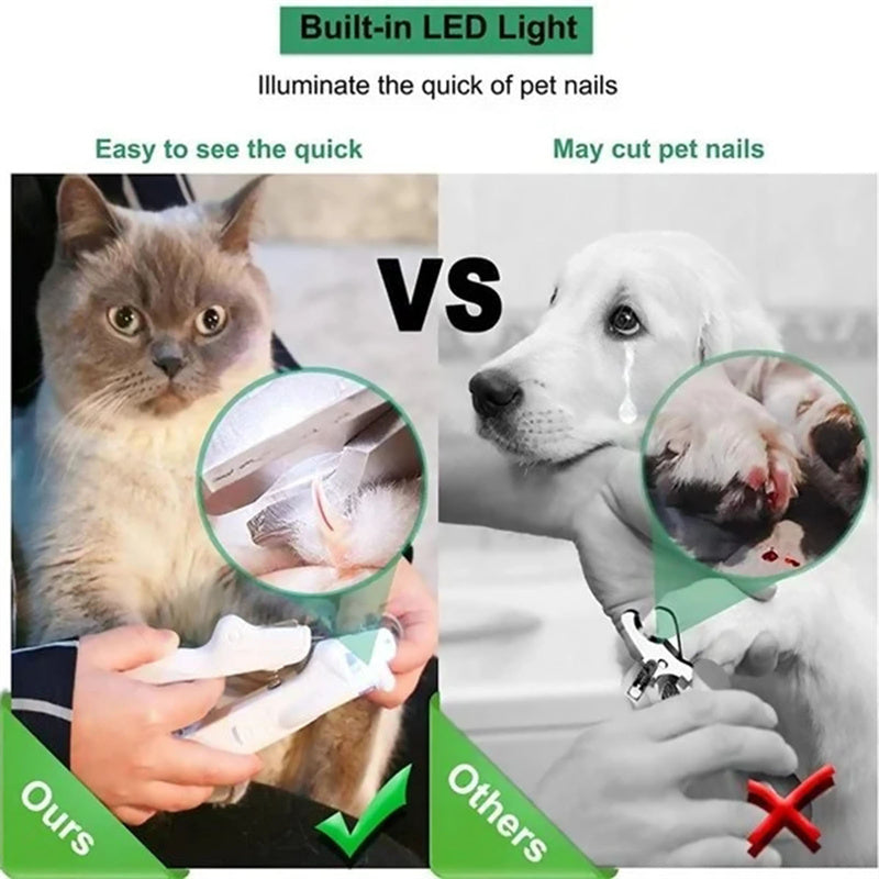 Professional Pet Nail Clippers with LED Light | Safety Trimmer Tool for Dogs & Cats