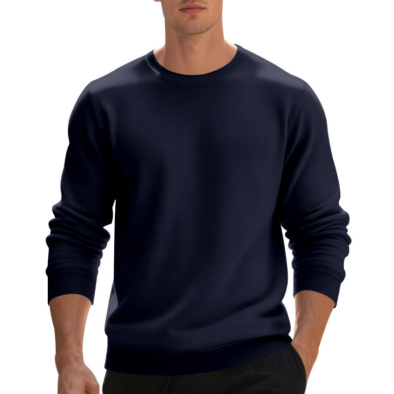 Men's Fleece-Lined Crew Neck Sweater | Loose Fit Casual Warm Top