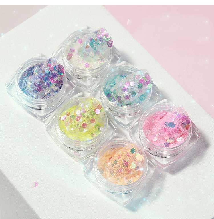 Iridescent Luminous Nail Art Glitter Flakes | Symphony Glow Sequin Set